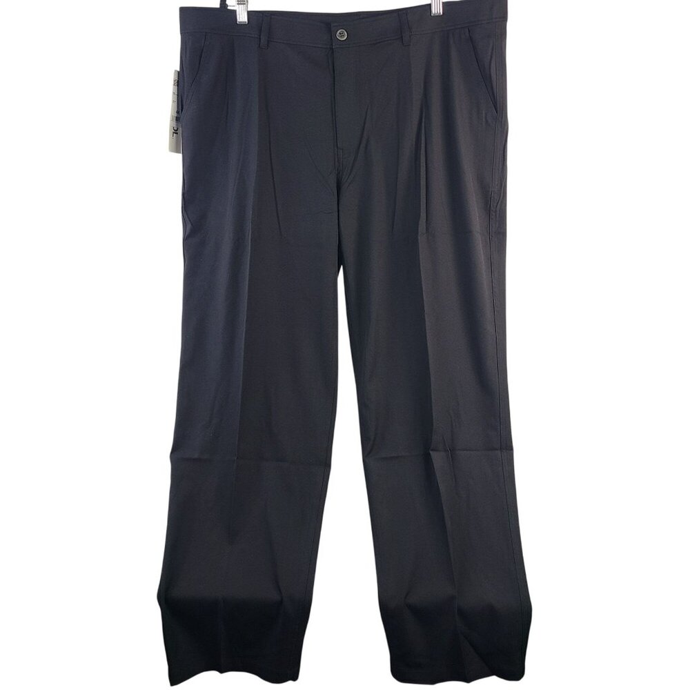 32 Degrees Heat Mens Black Pleated Pants Size 44 With Front Zip & Button Closure
